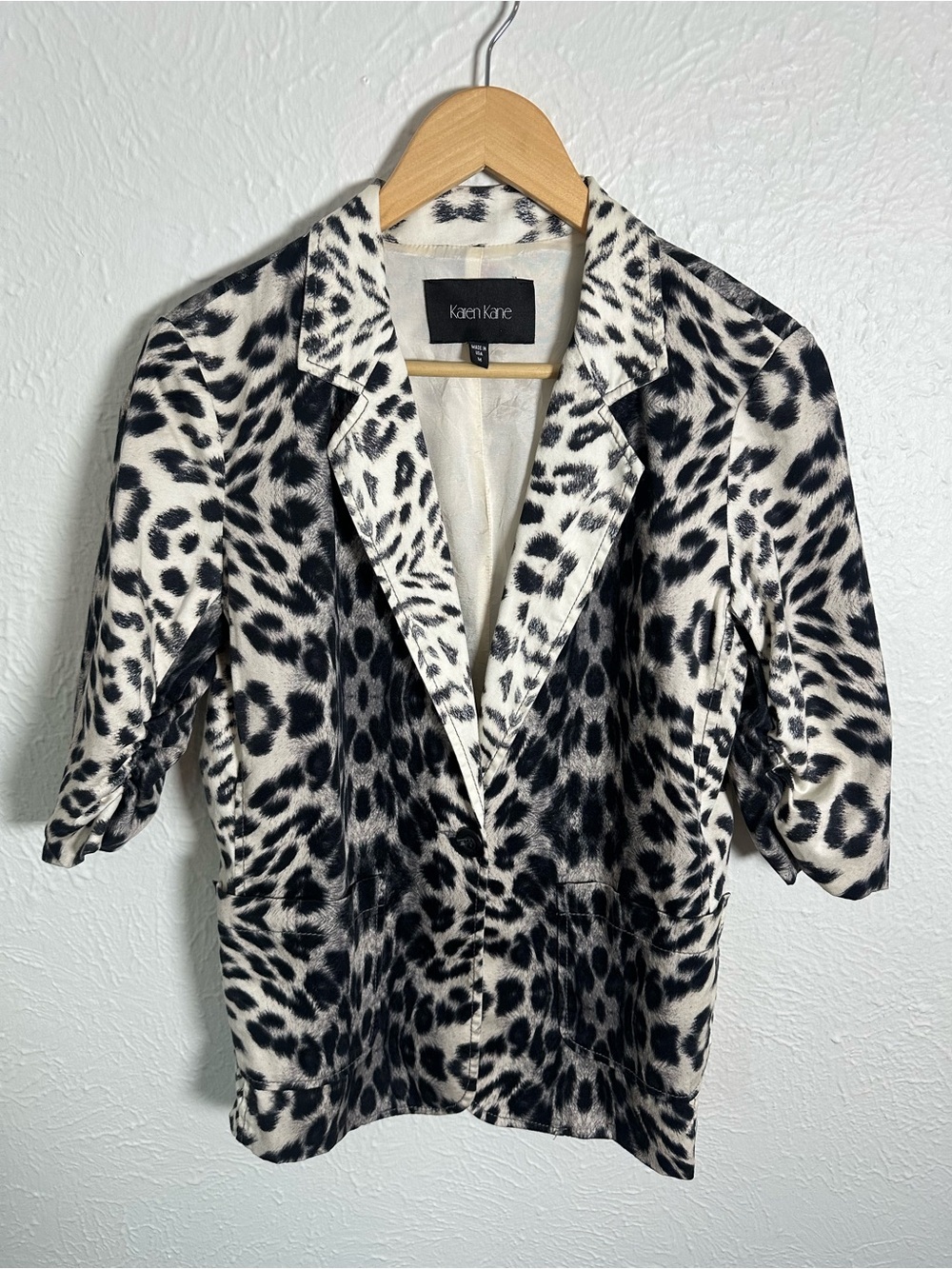 Karen Kane Leopard Print Blazer Women's Medium Animal Print Lightweight Jacket